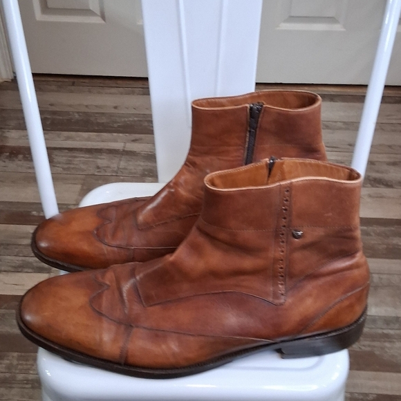 Jag Club Men\'s Brown Leather Hand Made Traditional Brogue Ankle Boots Size 48